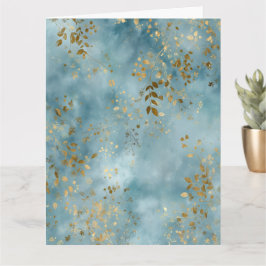 Citat Botaniska Guldblad Teal Design Kort