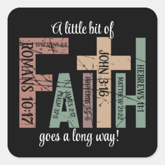 Citat för Cute Colorful Faith Bible Verses Typogra Fyrkantigt Klistermärke