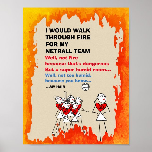 Citat för det fina Stick figurer Netball Team Poster (Framsidan)