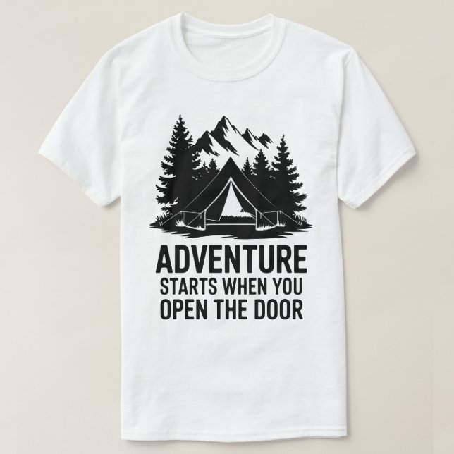 Citat från Camping Life Forest Tält Door Äventyr T Shirt (Design framsida)