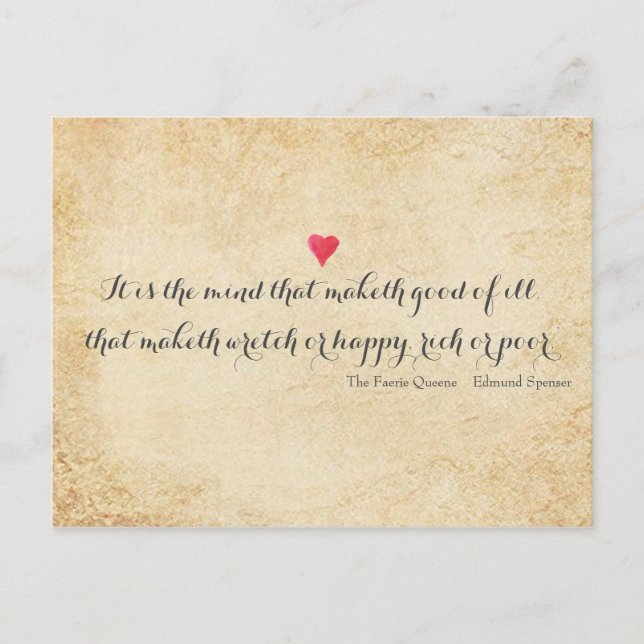 Citat från Edmund Spenser dikt Vykort (Framsida)