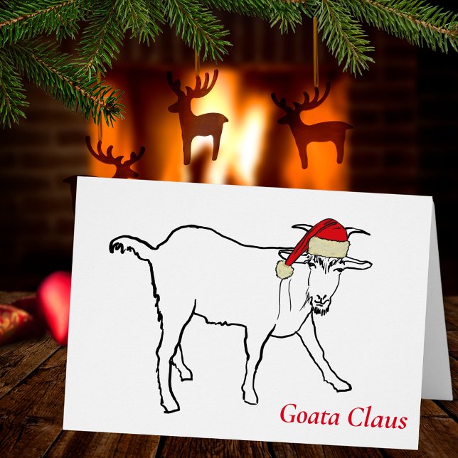Citat från Funny Goat a Claus Teckning Hälsningskort (Funny christmas goat holiday greetings card)