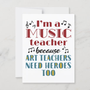 Citat från Funny Music Teacher Heroes Vykort