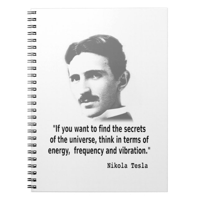 Citat från Nikola Tesla Anteckningsbok Med Spiral (Framsidan)