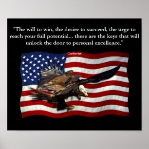Citat från Patriotic US Flagga Örn och Confucius Poster