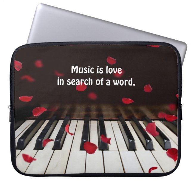 Citat från Piano Nycklar med Ro Petals Laptop Fodral (Framsidan)