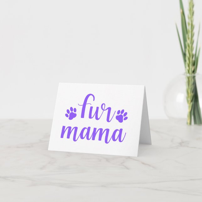 Citat från sällskapsdjur: Päls Mamma - Lila Design Kort (Framsida)