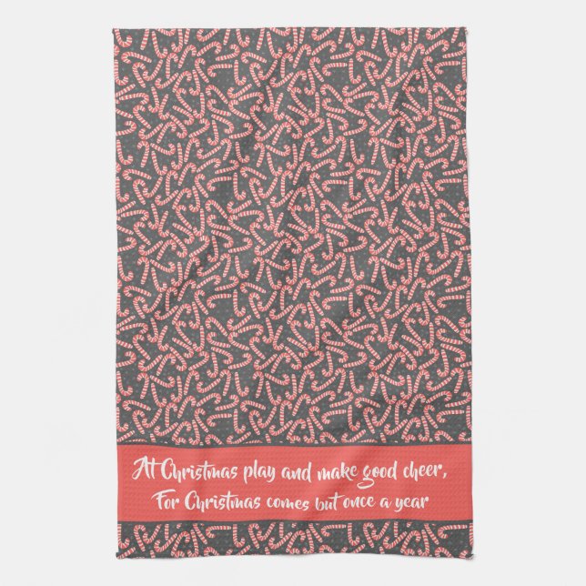 Citat God jul Peppermint Polkagrisar Snö Kökshandduk (Vertikal)