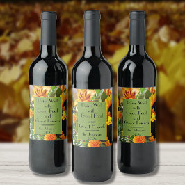 Citat & Namn på solrosset med (6) Vin-etikett Vinflaska Etikett