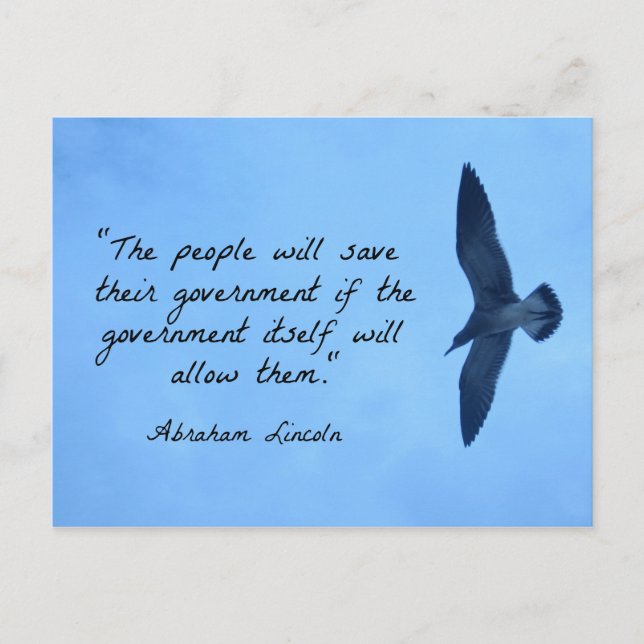 Citat om Amerika från Abraham Lincoln Vykort (Framsida)