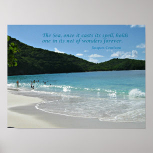 Citat om havet, från Jaques Cousteau Poster