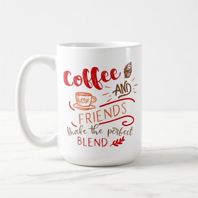Citat om kaffe och vänner perfekt blandning kaffemugg (Vänster)