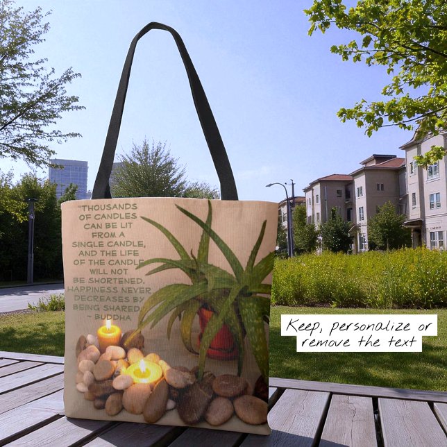 Citat om Lycka av Buddha | Foto på Stilleben Tygkasse (tote bag front and back are the same)