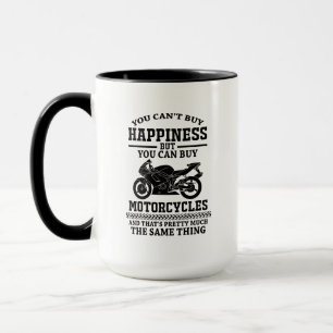 Citat om motorcykelhumor Lycka är motorcykel Mugg