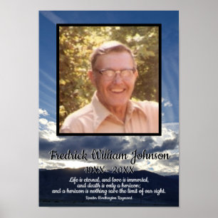 Citat Photo Sunset med Cloud Linjer Funeral Poster