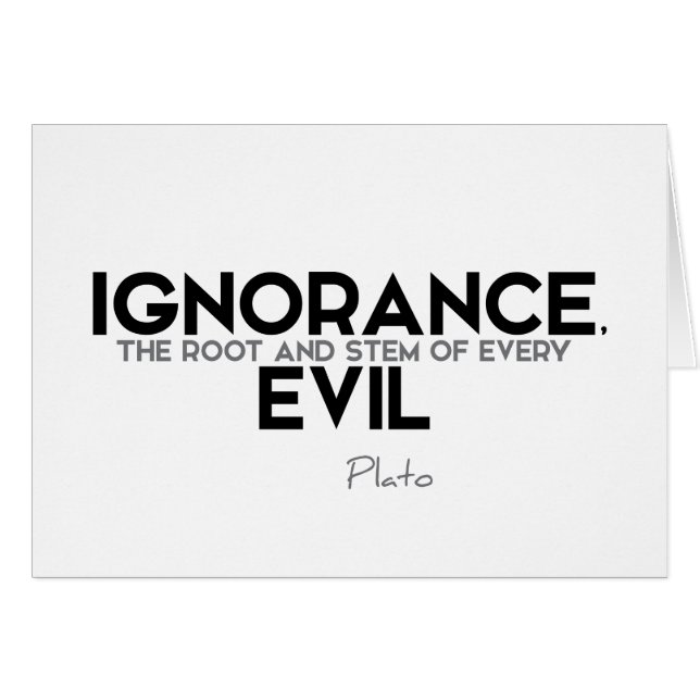 Citat: Platon: Okunnighet, ondska Hälsningskort (Framsidan Horizontal)