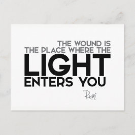 Citat: Rumi: Ljus kommer in i dig Vykort