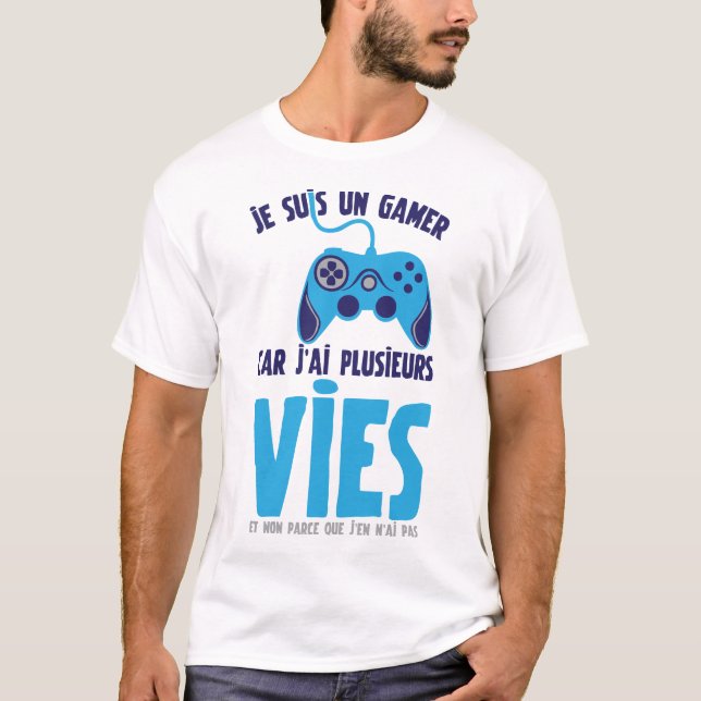 citation gamer jeux video plusieurs vie manette hu t shirt (Framsida)