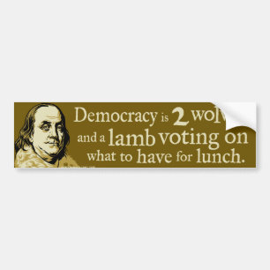 Citationstecken för Ben Franklin demokrativarger Bildekal