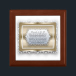 Citationstecken för bibel för Proverbs3:13vishet Minnesask<br><div class="desc">Gåvan för ramen för pärlor för citationstecknet för bibeln för Proverbs3:13vishet boxas den guld- kristna.</div>