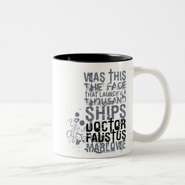 Citationstecken för doktor Faustus (B&W) Två-Tonad Mugg (Höger)