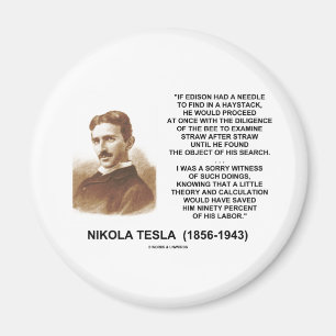 Citationstecken för teori för Nikola Tesla Ediso Magnet