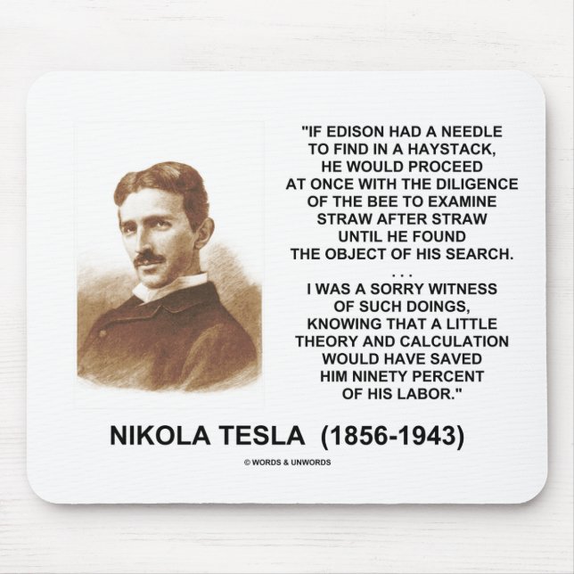 Citationstecken för teori för Nikola Tesla Edison Musmatta (Framsidan)