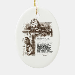 Citationstecken för underlandAlice Humpty Dumpty Julgransprydnad Keramik