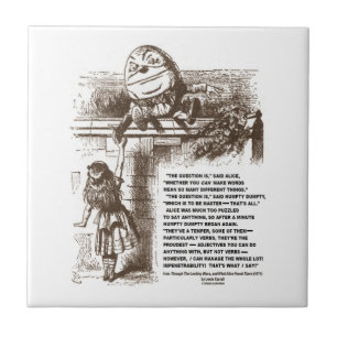 Citationstecken för underlandAlice Humpty Dumpty Kakelplatta