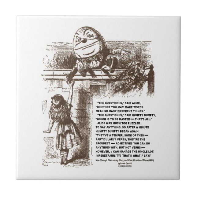 Citationstecken för underlandAlice Humpty Dumpty Kakelplatta (Framsidan)