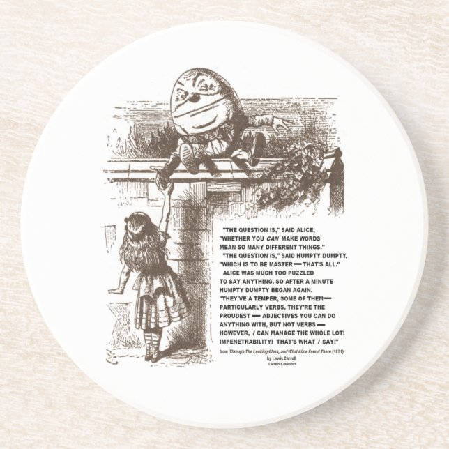 Citationstecken för underlandAlice Humpty Dumpty Underlägg Sandsten (Framsidan)