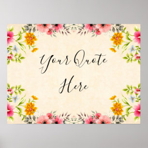 Citationstecken för vintageblommigtpersonlig poster