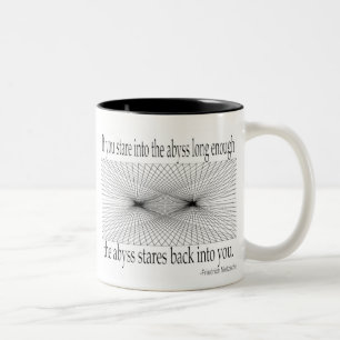 Citationstecken - Nietzsche, avgrund - Två-Tonad Mugg