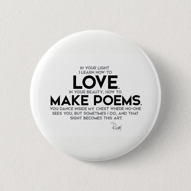 CITATIONSTECKEN: Rumi: Lär hur man älskar Knapp (Framsida)