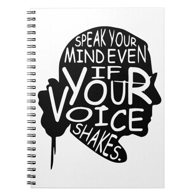 citerar feministisk gåva, berömd RBG Anteckningsbok (Framsidan)