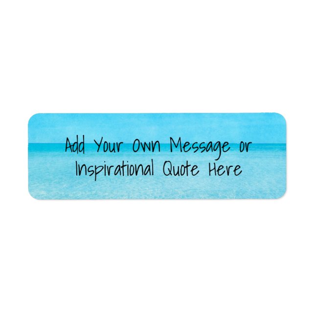 citerar inspirationell Motiv Beach Ocean Blue Returadress Etikett (Framsidan)