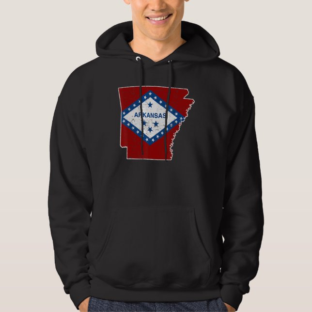 Citizen Proud America State Distress Karta Arkansa Hoodie (Framsida)