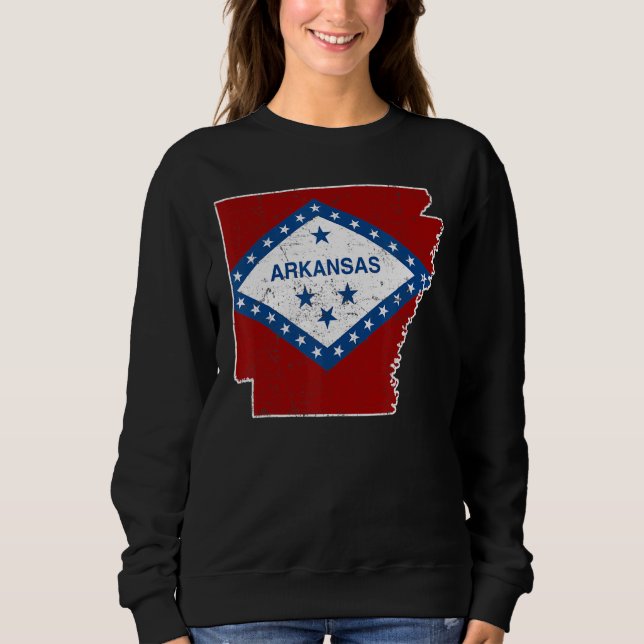 Citizen Proud America State Distress Karta Arkansa T Shirt (Framsida)