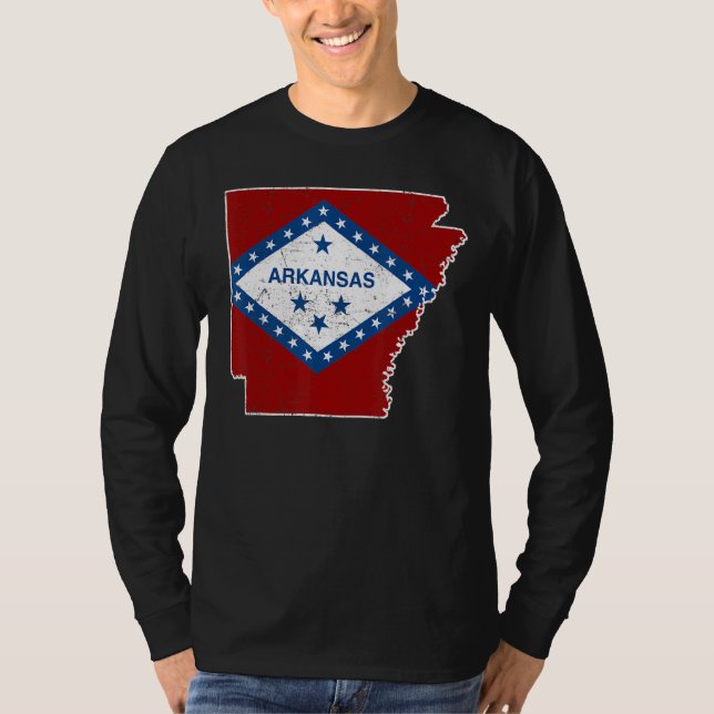 Citizen Proud America State Distress Karta Arkansa T Shirt (Framsida)