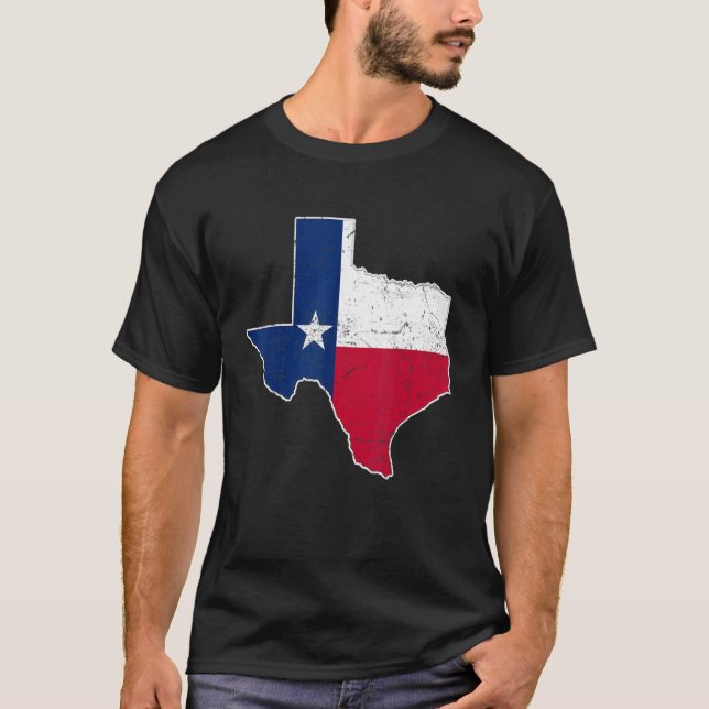 Citizen Proud America State Distressed Map Texas T Shirt (Framsida)