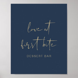 CITLIN Modern Navy Blue och Guld Dessert Pub Poster