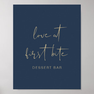 CITLIN Modern Navy Blue och Guld Dessert Pub Poster