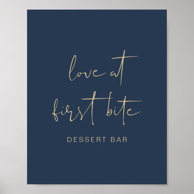 CITLIN Modern Navy Blue och Guld Dessert Pub Poster (Framsidan)