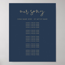 CITLIN Modern Navy Bröllop Sång Lyrics Poster