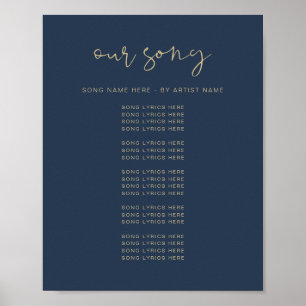 CITLIN Modern Navy Bröllop Sång Lyrics Poster