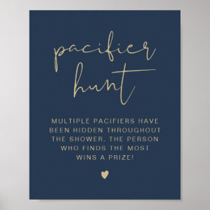 CITLIN Navy Blue Nappar Hunt Baby Shower Game Poster