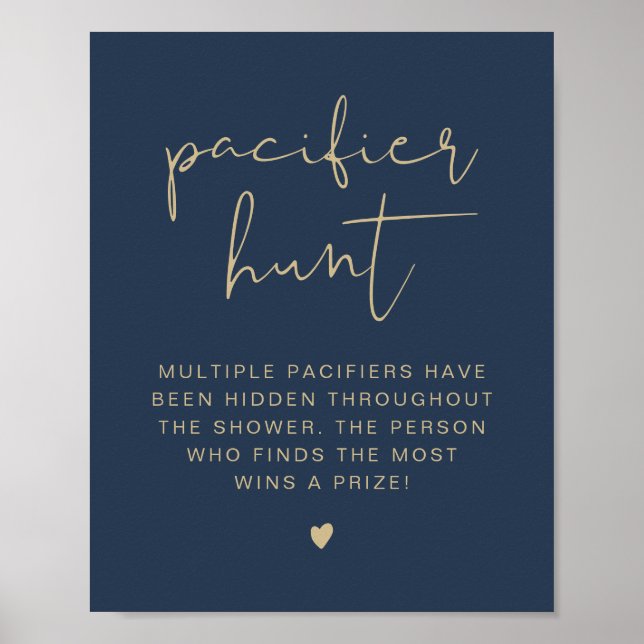 CITLIN Navy Blue Nappar Hunt Baby Shower Game Poster (Framsidan)