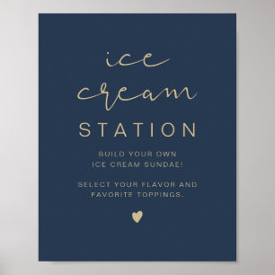 CITLIN Navy och Guld Modern Ice Cream Station Poster