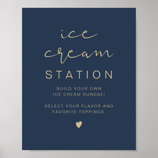 CITLIN Navy och Guld Modern Ice Cream Station Poster (Framsidan)