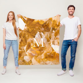 Citrine Birthstone Monogram Personlig Namn Fleecefilt